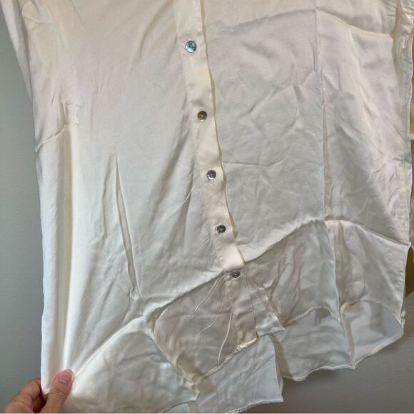 DONNI. Silky Button Down in Cream Creme XS NWT - Picture 7 of 12
